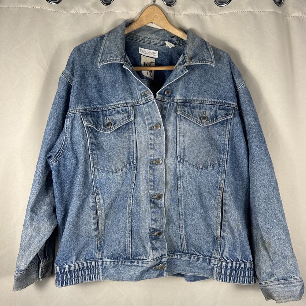 Vintage Elisabeth Liz Claiborne Blue Denim Jacket Western Cowboy Women’s 18